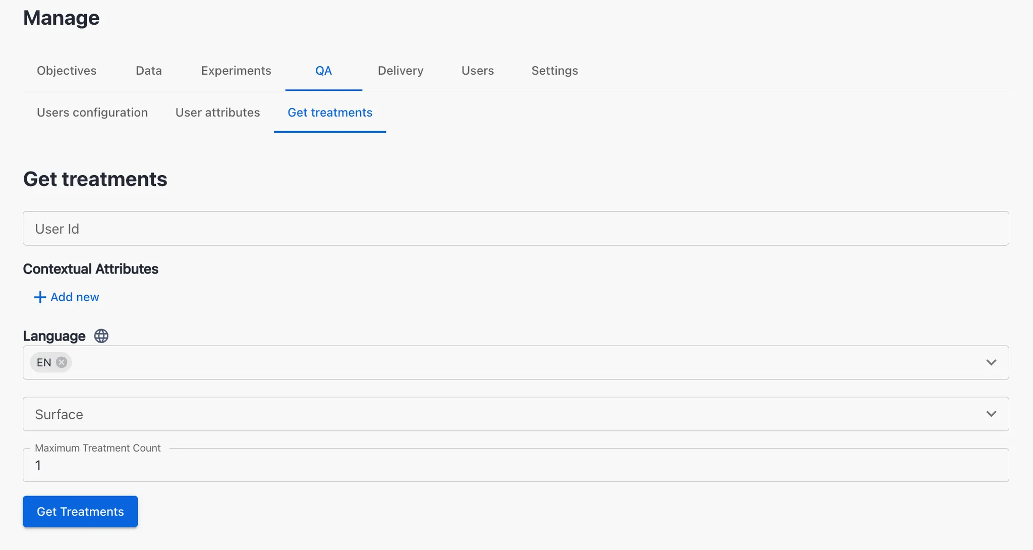 Get treatments tab