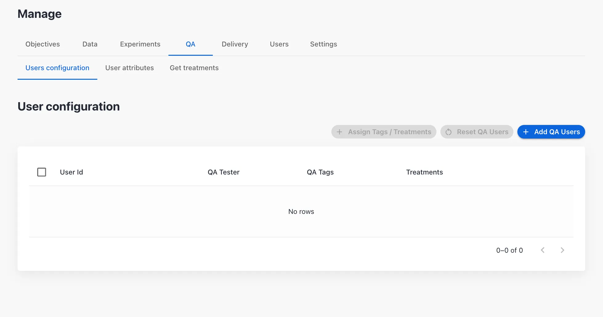 QA section navigation