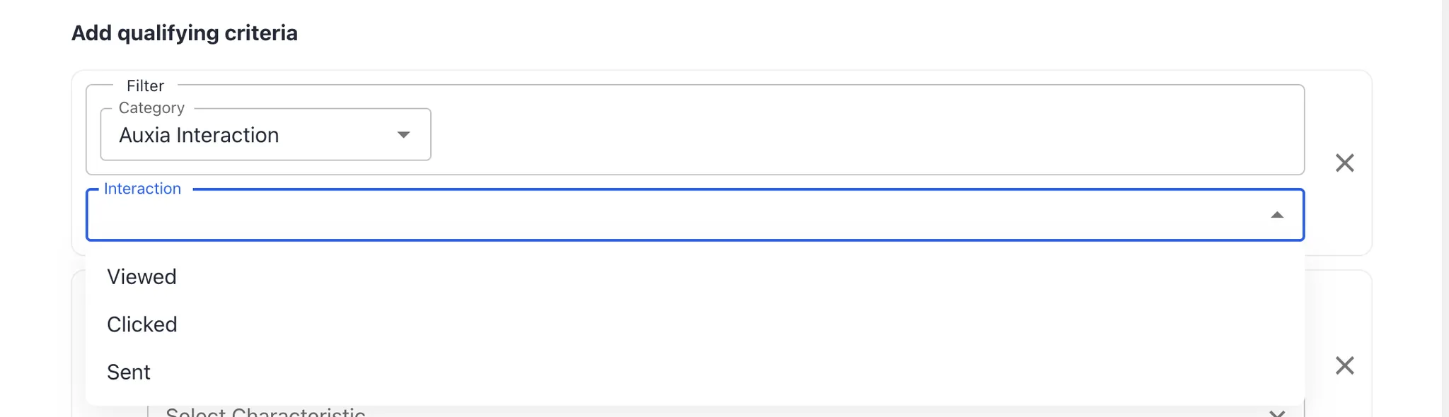 Select desired interaction