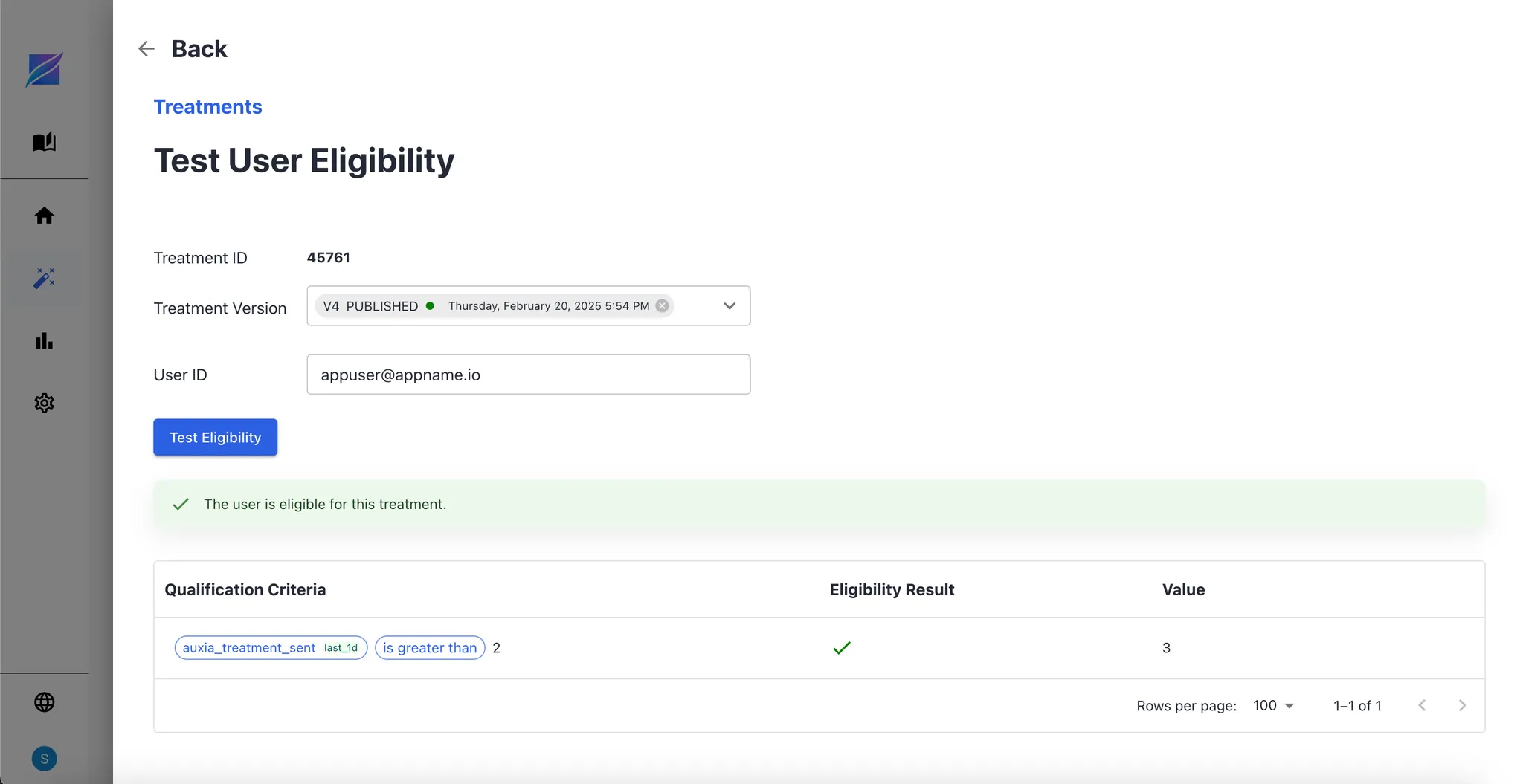 Test eligibility form