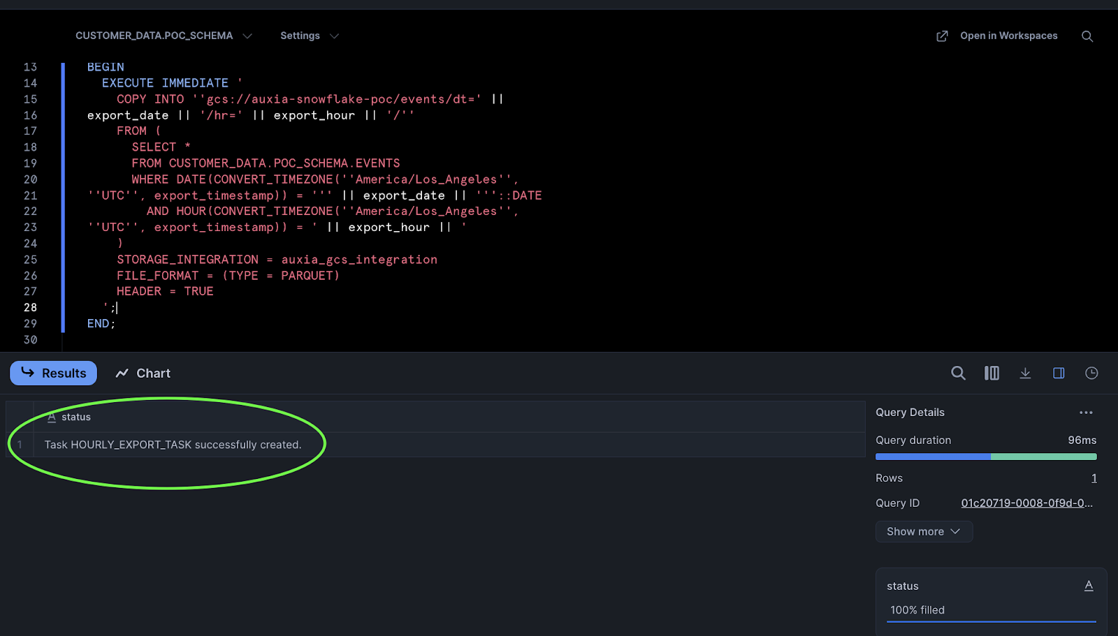 Successful task creation