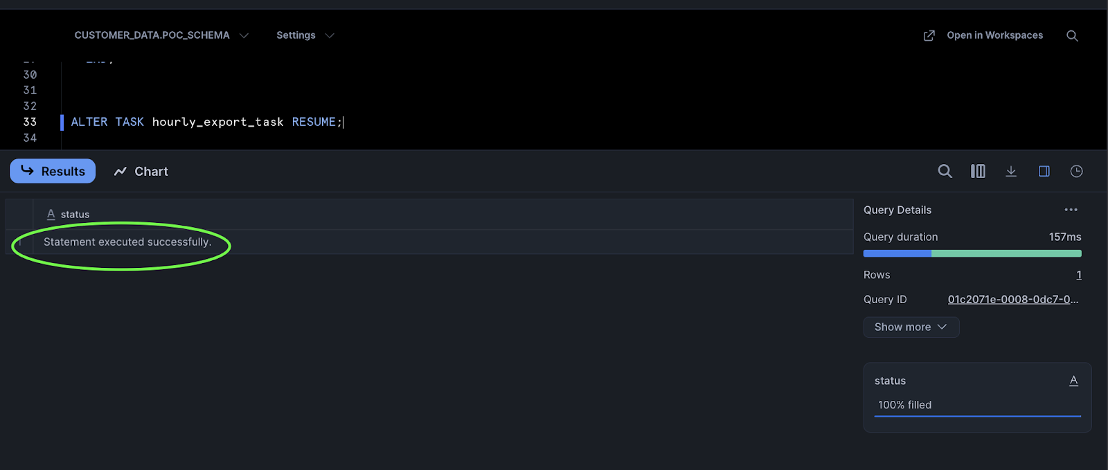 Task creation confirmation
