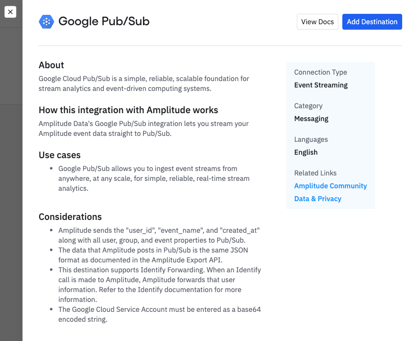 Click Add Destination again